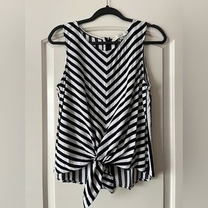 LOFT Black and White Striped Tank